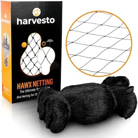 Harvesto Heavy Duty Bird Netting for Chicken Coops & Runs | Tree & Garden Netting Mesh 1-1/2" | Keep Hawks, Birds & Predators Away | Bird Netting for Blueberry Bushes, Vegetables & Fruit (25' x 50’), Black