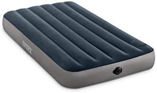 Intex 64781E Dura-Beam Standard Single-High Air Mattress: Fiber-Tech – Twin Size – 2-Step Pump – 10in Bed Height – 300lb Weight Capacity