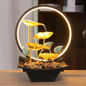USB Powered Tabletop Fountain with Natural Rocks and LED Ring Lights, 12'' Tall, Humidifier for Bedroom