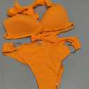 SweatyRocks Women's Ring Linked Halter Push Up Bikini Swimsuit High Stretch Bathing Suit Swimwear Set Swimming Suit Two Piece, Size M