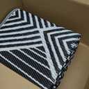 Waterproof Outdoor Rug 5x8ft, Foldable Reversible Plastic Straw Mat for Patio RV Deck Porch Backyard Balcony Camping Picnic Beach Indoor Outdoor Carpet, Black&White