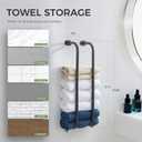 Wall-Mounted Towel Rack for Rolled Towels, Gunmetal Gray Bathroom Towel Holder, Space-Saving Metal Towel Shelf for Bathroom, Kitchen, or Laundry Room, Easy Installation 2 Pack