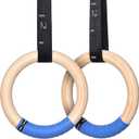 PACEARTH Gymnastics Rings Wooden Olympic Rings 1500/1000lbs with Adjustable Cam Buckle 14.76ft/9ft Long Straps with Scale Non-Slip Gym Rings for Home Gym Full Body Workout