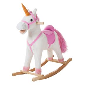 Happy Trails Unicorn Rocking Horse, White/Pink, 28.5” x 11” x 30”