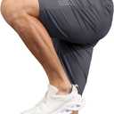Mens Shorts Waterproof Quick Dry Slim Fit Athletic Running Gym Training Zipper Pockets for Basketball Tennis (Gray, M)