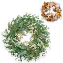 2PACK Thanksgiving Fall Wreaths for Front Door Porch Wreath with Pumpkin Berries and Spring Eucalyptus Wreath for Indoor Outdoor Decor for Autumn Harvest Thanksgiving Holiday Celebrations