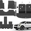 Floor Mats for 2021-2025 Kia Sorento 6&7 Seats Hybrid Trunk Mat with Backrest Mat All Weather TPE Rubber Cargo Liner Back Seat Cover 3rd Row for 2021-2025 Kia Sorento Accessories