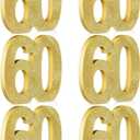 Shellwei 6 Pcs 60th Birthday Decorations for Men and Women, Anniversary Decorations, Gold Glitter Number Table Topper Centerpieces Decor for Birthday Party