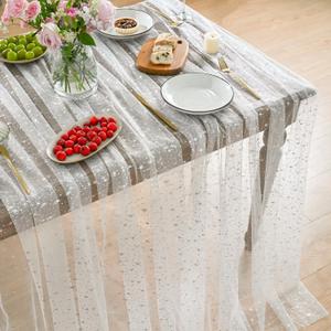 2 x Horaldaily White Silver Star Gauze Tablecloth 60x120 Inch Rectangular | Silver Sequin, Sheer Tulle Cheesecloth, Wedding Baby Shower Ceremony Birthday Decor