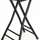 Gluck Plants Folding Stool,24 Inch Foldable Portable Collapsible Height Bar Stool Chair,Adult Tall Leather Padded Chair for Kitchen Living Room Garden Camping Fishing
