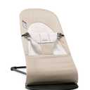 BabyBjrn Bouncer Balance Soft, Cotton/Jersey, Beige/Gray 2-in-1 Adjustable Baby Bouncer Seat and Toddler Chair, Newborn to Toddler (8-29 lbs), 4 Positions, Lightweight & Portable