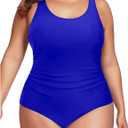 Daci Women Plus Size One Piece Swimsuit Athletic Tummy Control Ruched Bathing Suit with U-Back (X-Large)