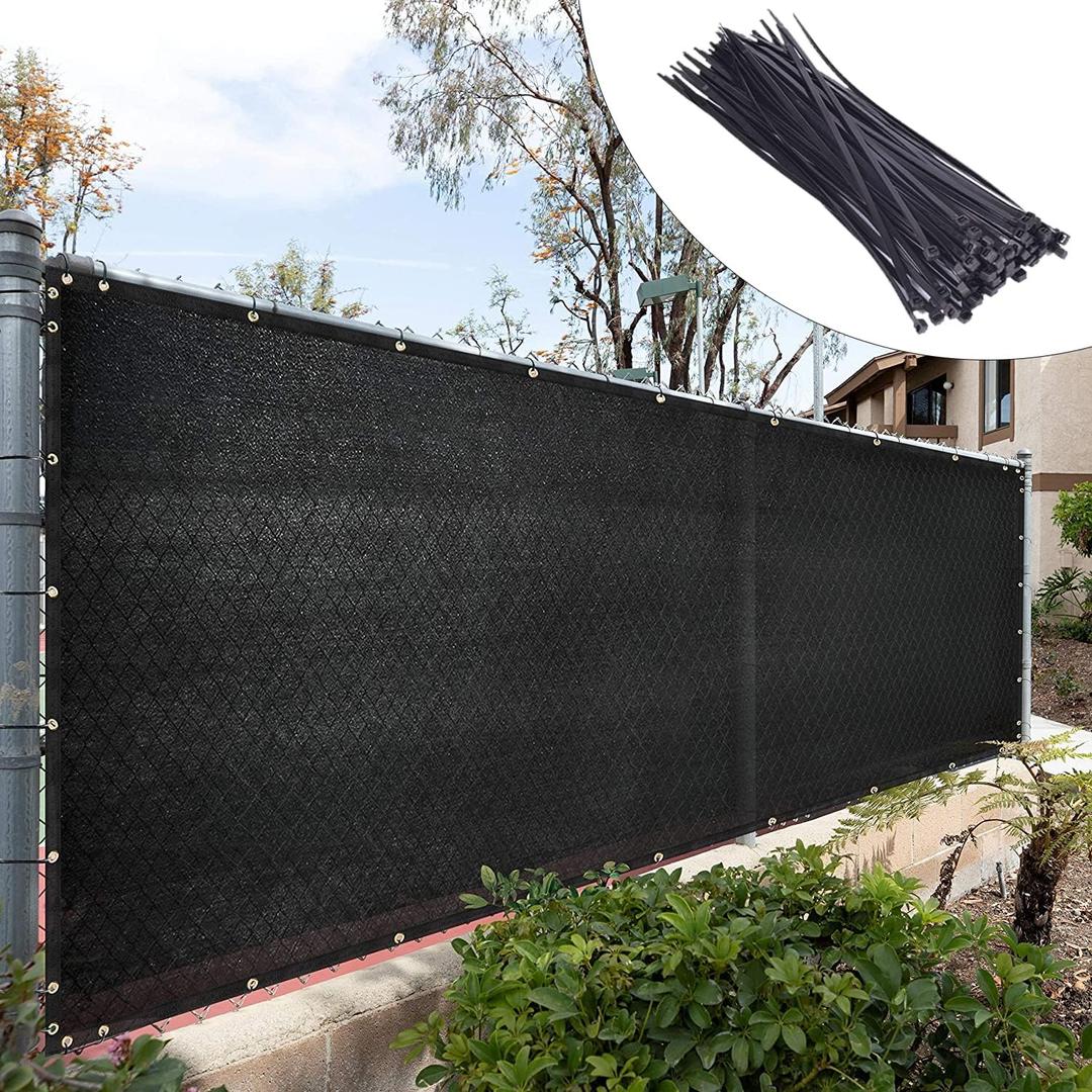 Royal Shade 4' x 12' Black Fence Privacy Screen Windscreen Cover Netting Mesh Fabric Cloth - Cable Zip Ties Included