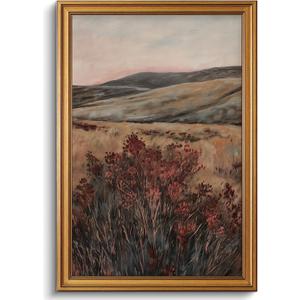 Gold Framed Wall Art Moody Vintage Landscape Canvas Art Prints Wildflower Paintings Wall Decor Cottagecore Nature Botanical Flower Pictures Artwork for Living Room Bedroom 16x24in