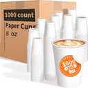 1000 Count 8 oz Paper Cups, Disposable Coffee Cups, Paper Coffee Cups, Hot/Cold Beverage Drinking Cups for Office Party Home Travel
