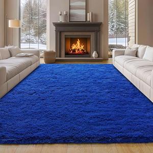 8x10 Area Rugs for Living Room, Blue Large Fluffy Shag Rug for Bedroom and Nursery, Soft and Comfy, Big Fuzzy Carpet for Kids, Girls, Boys Room Dorm Home Decor Aesthetic, Upgrade Non Slip