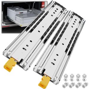 SHUHANG 1 Pair 300 lb Load Capacity Heavy Duty Locking Drawer Slides 12 14 16 18 20 22 24 26 28 30 32 34 36 38 40 44 48 52 56 60 Inch Full Extension Ball Bearing Side Mount Industrial Rails with Lock