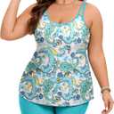 Arolina Tankini Swimsuits for Women Tummy Control Two Piece Bathing Suits Flowy Swim Tops with Boy Shorts (Teal), 18w