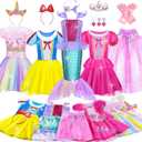 Princess Dress Up for Girls - Dress up Clothes for Toddler Girl,Role Play Costume Princess Toys Christmas Birthday Gifts Set for Age 3-8 Year Old (Red)