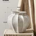 LE TAUCI 11.3" Ceramic Vase, Artisan Large White Ceramic Vase for Modern Farmhouse Home Decor, Substantial & Stable Flower Vase, Living Room & Dining Room Table Centerpiece, Weathered White