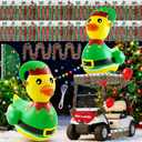 Hungdao 4ft Christmas Golf Cart Decoration Kit Christmas Inflatable Elf Duck PVC Blow Ups Elf Duck Fan Flag Tinsel Garlands Tinsel Streamers Reusable Outdoor Pool Floats Decoration for Parade Yard