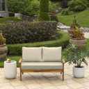 Arden Outdoor Loveseat Cushion Set, 48 x 24, Water Repellent, Fade Resistant, Cushion Set for Couch, Bench, and Swing, Tan Leala