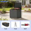 Decksplore 35 Gallon Resin Deck Box All Weather Outdoor Storage Box for Patio Furniture, Garden Tools, Lockable, Black