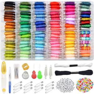 962Pcs Friendship Bracelet String Kits with Storage Box, 110 Colors Embroidery Thread and 800 Beads,52Pcs Cross Stitch Tools-Labeled with Numbers for Bobbins,Great Production Gift. (Multicolor)