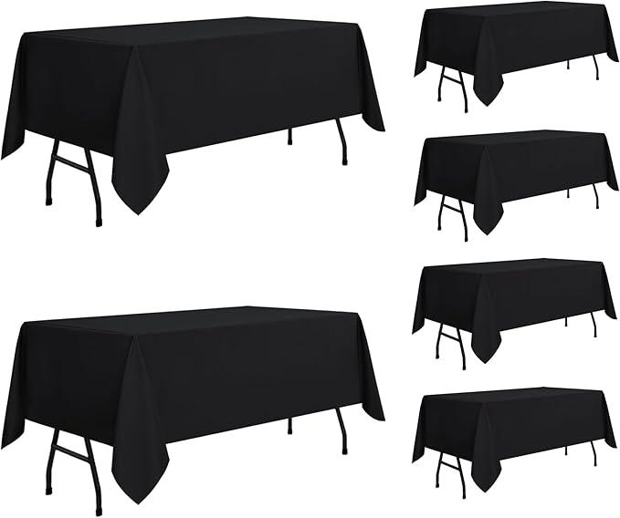 Black Tablecloth 60 x 84 Inch Polyester Fabric Washable Table Cloth Decorative Solid Color Wrinkle Resistant Table Cover for Dining Party Wedding Camping 1 Pack, Black 
