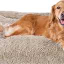 EHEYCIGA Fluffy Dog Crate Bed for Extra Large Dogs, Plush Faux Fur Crate Pad, Calming Anti Anxiety XL Dog Bed, Washable Soft Warm Crate Mat with Non-Slip Bottom, Taupe