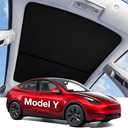 Wigoo 2025 Upgrade Tesla Model Y Sunshade Roof [Never Sag, Nano Ice-Crystal Coatings] 3-Gen Heat Insulation Glass Roof Sun Shade, Accessories for Tesla Model Y 2020~2025, Black