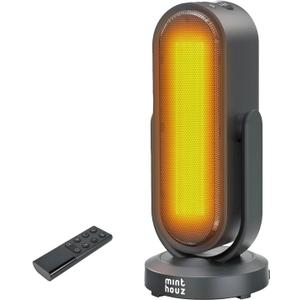 Space Heater, 1500W Portable PTC Ceramic Indoor Heater with Thermostat, Remote, 3D Oscillation, Low noise, ECO Mode, Fast Heating, 8H Timer, Overheat+Tip-Over Safe, Carry Handle - for Bedroom, Office