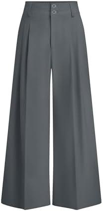 PRETTYGARDEN Womens Spring Wide Leg Palazzo Pants 2026 Trendy Loose Button High Waist Pleated Work Business Casual Trousers, XXL