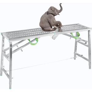 Scaffolding Equipment, Step Ladders, Portable Multipurpose Folding Scaffolding Work Platform Scaffold Tower Ladder Stool Bench Adjustable Height, Galvanized Steel Welding, 800 Lbs Maximum Load