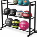 Medicine Ball Rack, Heavy Duty Medicine Ball Storage Stand, Rolling Med Ball Holder and Organizer for Home, Gym, Up to 35 cm