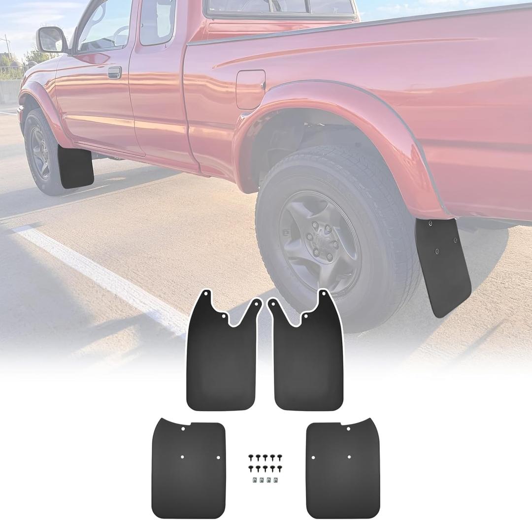 Mud Flaps for 1999-2004 Toyota Tacoma with OEM Fender Flares Only, No Drill Splash Guards Front & Rear Truck Mud Guards with Hardware Accessories Mudflaps Set,4PCS