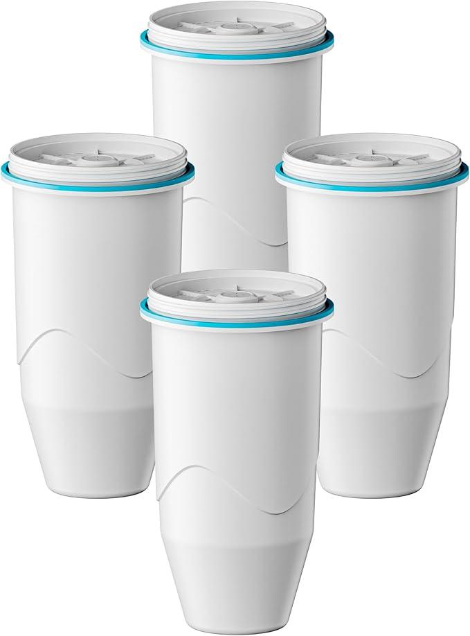 Compatible with Zero Pitchers and Dispenser, 0 TDS Premium Filtration, Fit for ZR001 ZR004 ZP006 ZR017 ZS008 Filters, reducing Lead, Chromium, and Contaminants by Sensiblopt, 4 Pack