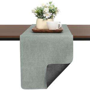Table Runners 72 Inches Long, Dual-Sided Faux Leather Farmhouse Table Runner Waterproof Heatproof Non-Slip for Living Room Party Home Decor Holiday Decorations(Gray Sage Green, 12 x 72 Inch)