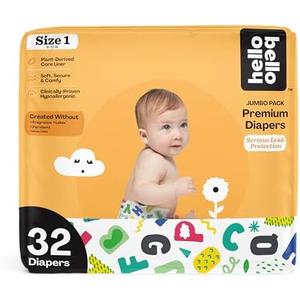 Hello Bello Premium Baby Diapers Size 1, 32 Count of Disposable, Extra-Absorbent, Hypoallergenic Baby Diapers with Snug and Comfort Fit, Alphabet Soup