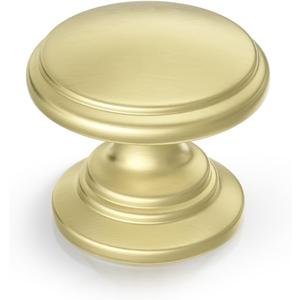 goldenwarm 25 Pack Cabinet Knobs Brushed Gold Cabinet Knobs Round Gold Drawer Pulls Zinc Alloy Hardware for Bedroom Dresser Drawer 1-1/5 Inch Diameter