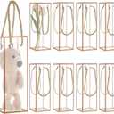 BENECREAT 10 Sets Transparent Plastic Gift Box, 2.8x2.8x8.3 Inch Clear PET Plastic Favor Box, Rectangle Candy Box with Golden Borders and Cord for Bridal Gift Wrapping Packaging