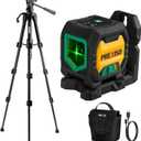 PREXISO Laser Level with 47 Inch Tripod, IP54 Rechargeable 65Ft Green Cross Line Laser Self Leveling, Light Indicator, 3 Brightness Mode, Lazer Leveler Tool for Picture Hanging, Tile, Home Renovation
