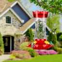 Hummingbird Feeders for Outdoors Hanging, BOLITE Glass Hummingbird Feeder, 4 Bee Guard Feeding Ports, Built-in Ant Moat, Leak Proof, 15 Ounces, Stars Decor, Red, 2 Pack, Gifts for Women Men