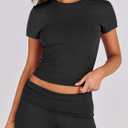 ANRABESS Lounge Sets for Women 2 Piece Foldover Yoga Flare Leggings Pants Crop Tops Casual Y2K Outfits Matching Tracksuit Set (Black, L)