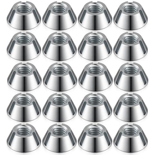 Otoolling 20 Pcs Tri-Groove Tamper Proof Security Nuts, T Groove, Zamak 5 Zinc, 1/4"-20, Three-Slot Safety Nuts, Tapered Three-pronged Drive, Anti-Theft