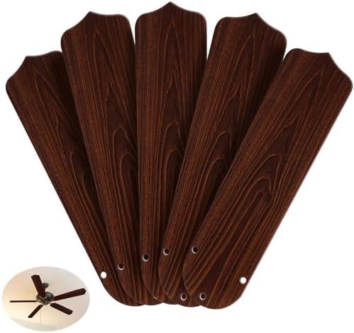 Lineshading 5Pcs Replacement Fan Blades for 42 52 Ceiling Fan Waterproof Weatherproof Blades Replacement for Broken Substitution Indoor Outdoor Summer(Wood Color,42 Inch)