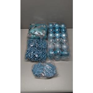Christmas Tree Ornaments and Decorations Set for Holiday Home Decor (Blue, 76pcs)