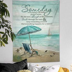 Gyejip Ocean Coastal Tapestry Beach Bathroom Scenery Wall Hanging Prints Home Decorations College Dorm Decor for Bedroom Living Room 50"x60"