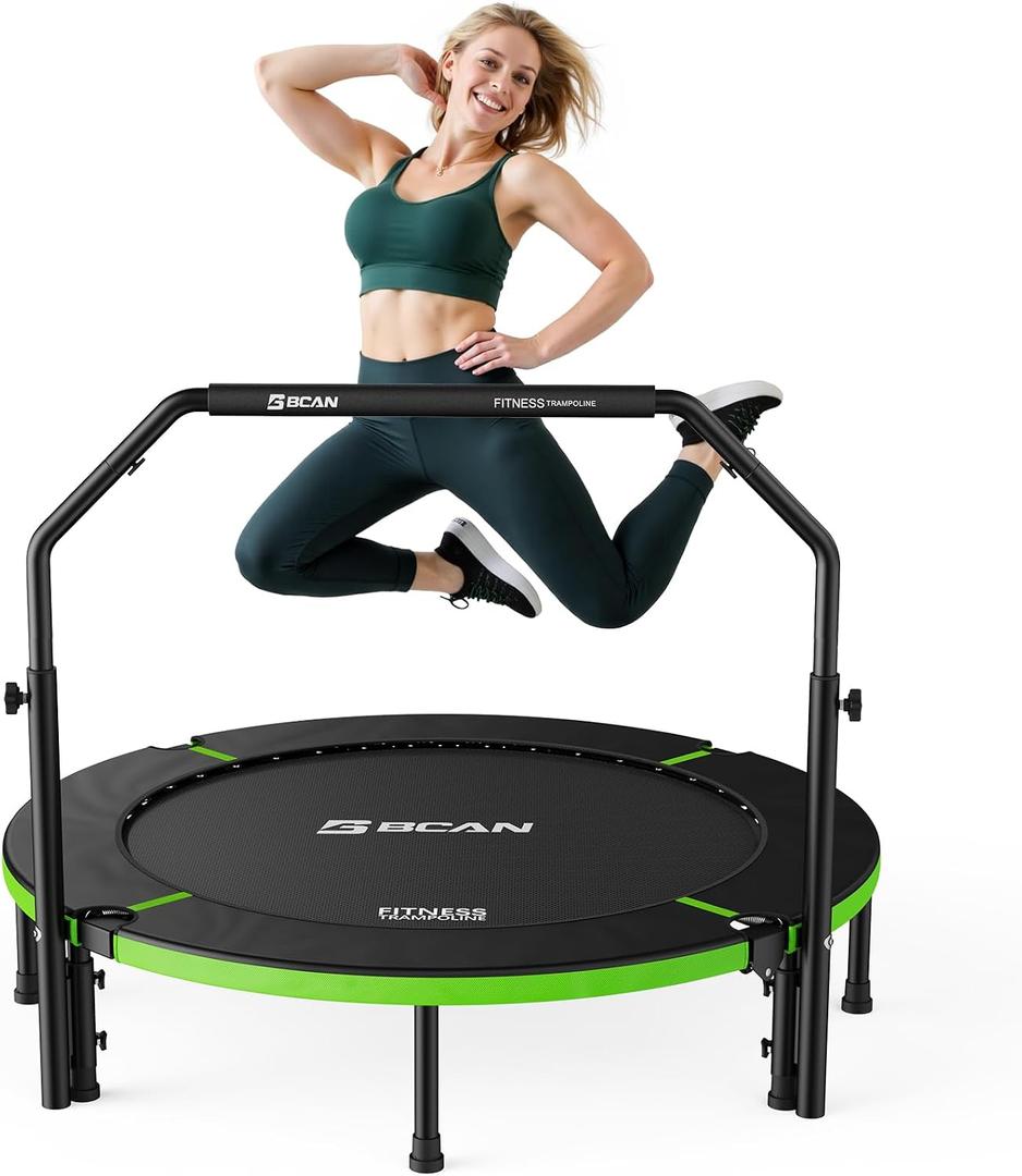 BCAN SP3 48" Exercise Rebounder Trampoline for Adults, Handlebar, Indoor