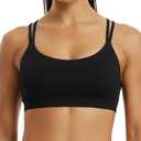 Buauty Sports Bra for Women, Criss Cross Back Medium Support Spaghetti Straps Workout Bras for Yoga Running Gym Fitness (Small)